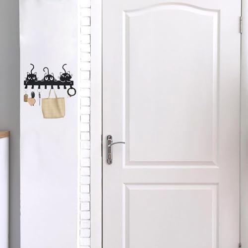 Cute Cat Key Holder with 8 Hooks - Stylish Wall-Mounted Rack