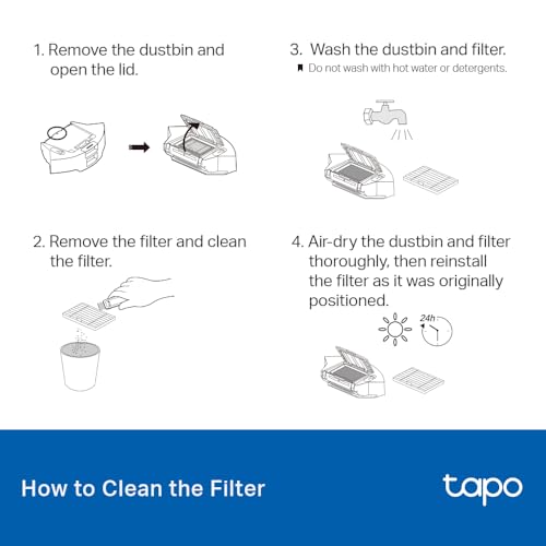 Tapo Brush & Filter Replacement – Includes Easy to Replace 1x Main Brush, 2x Side Brushes, and 2x Washable HEPA Filters, Compatible with RV30 Max Plus, RV30 Max, RV20 Max Plus, & RV20 Max Plus