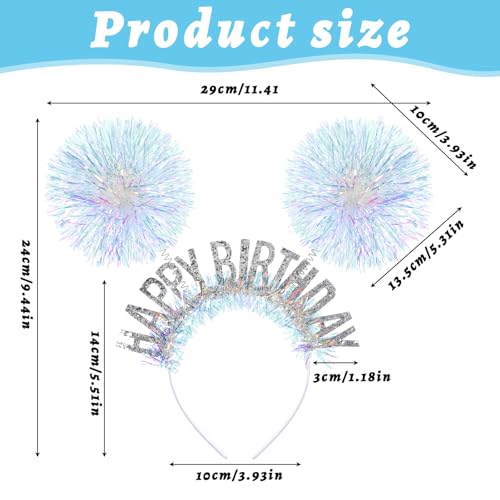 Guduling Happy Birthday Pom Pom Headband Party Hair Accessory