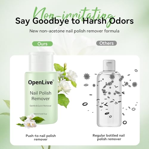 OpenLive Non-Acetone Nail Polish Remover 180ml with Push Pump