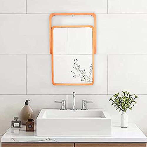 LOTIKO Wall-Mounted Makeup Mirror - 10.24 x 7.28 inches, HD Clear Reflection, Natural Pine Wood
