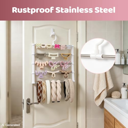 5-Tier Stainless Steel Hair Accessories Organizer - Claw Clip Holder