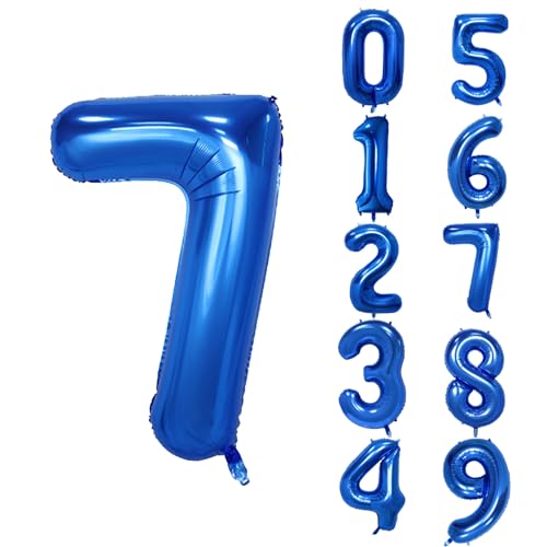 40-Inch Dark Blue Number 7 Foil Balloon for Birthdays & Events