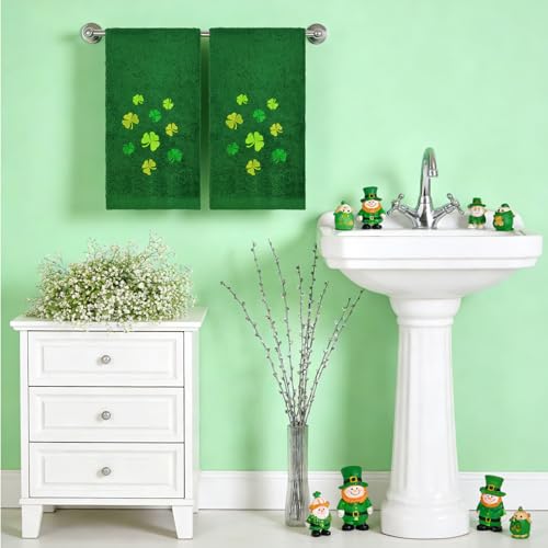 St. Patrick's Day Hand Towels Set - 2 Cotton Shamrock Towels