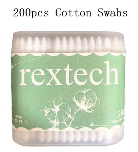 REXTECH Dual Tip Cotton Swabs 200 Count - Rounded and Pointed
