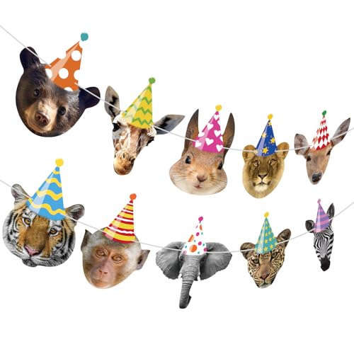 Jungle Safari Animals Birthday Banner - Kids Party Garland