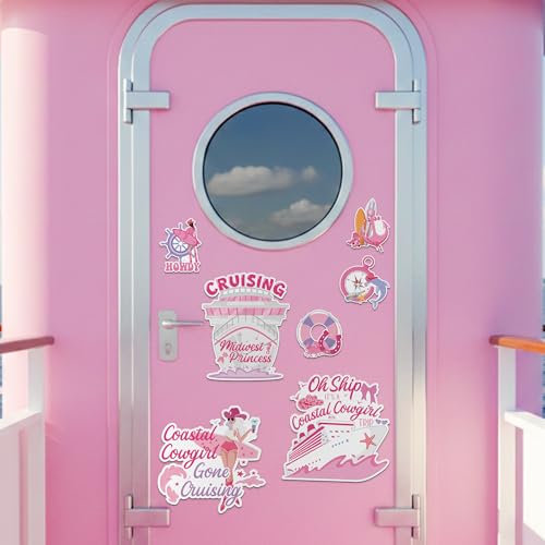 Coastal Cowgirl Cruise Door Magnets 7PCS Pink Refrigerator Decals