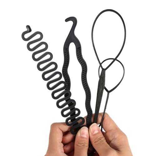 4-Piece Hair Styling Disk and Braiding Tool Set for DIY Buns and Ponytails