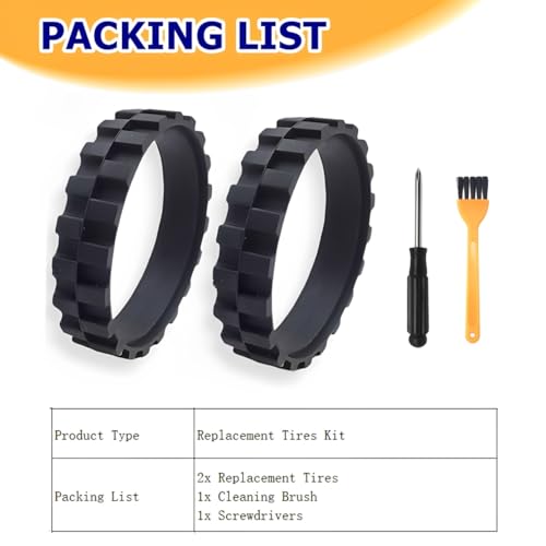 YurMemo Replacement Rubber Tires for Robot Vacuum, 2-Pack Black