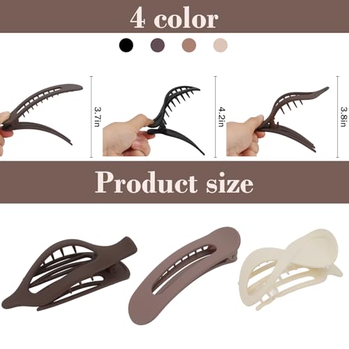 WHAVEL 10 Pcs Flat Hair Claw Clips Matte Neutral Hair Accessories for Women