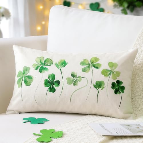 Artscope St. Patrick's Day Lucky Clover Throw Pillow Cover 12x20