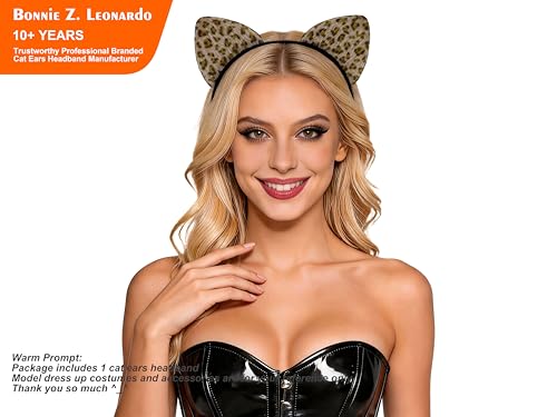 Leopard Print Cat Ears Headband Fluffy Animal Costume Hair Hoop