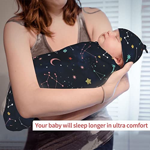Soft Space Galaxy Swaddle Blanket & Beanie Set for Newborns
