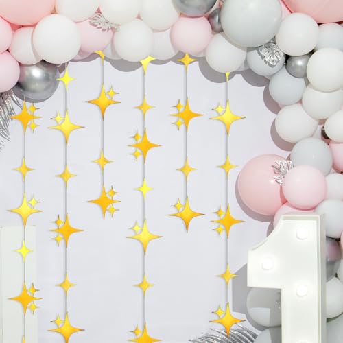 Gold Glitter Star Garland Hanging Bunting Banner 40 Ft Party Decor