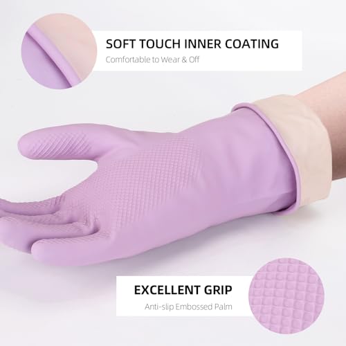 LoveBB Reusable Rubber Cleaning Gloves - Non-Slip Dishwashing Set, 6 Pairs