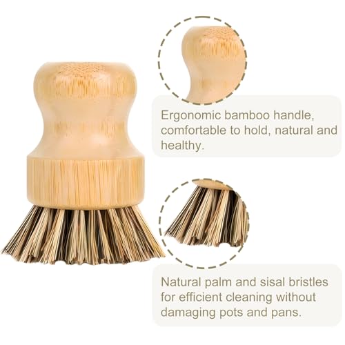 Bamboo Brush and Pot Scraper Set for Cast Iron Cookware