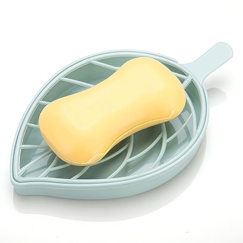 Leaf-Shaped Soap Dish Set - 3 Pack, Draining Tray for Shower & Kitchen