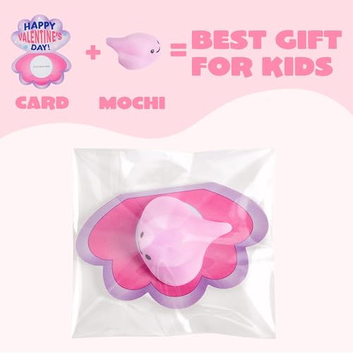 JOYIN 30 Packs Gift Cards with Mochi Squishy Toys, Stress Relief Fidget Toys, Kawaii Mochi Squeezes for Kids Holiday Party Favor, Gift Goodie Bag Filler, Classroom Exchange Prizes