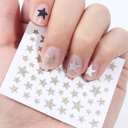 Star Nail Art Stickers - 3D Self-Adhesive Glitter Decals 14 Sheets
