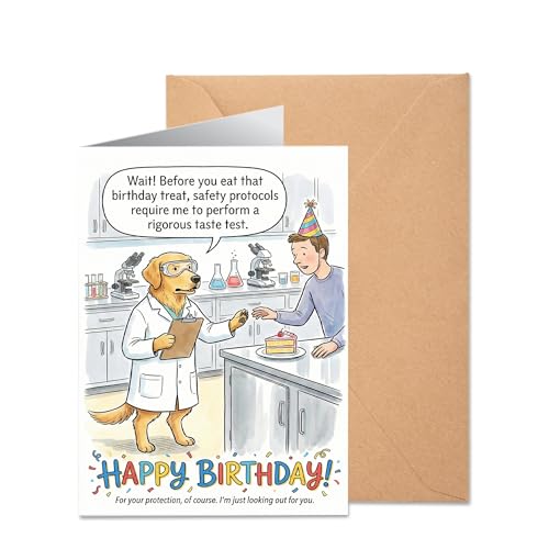 Funny Dog Birthday Card - Taste Tester Joke 5x7 Inch with Envelope
