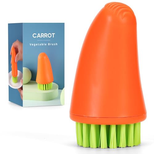 Ergonomic Vegetable Cleaning Brush | Fun Carrot Design, Food Safe