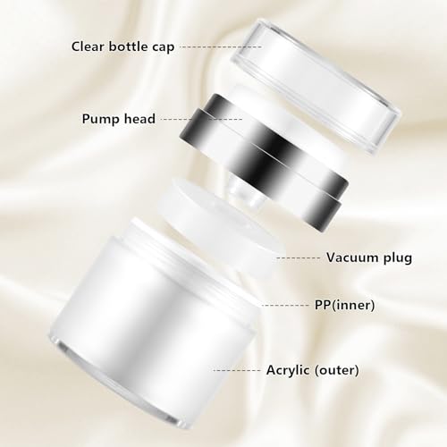 Airless Pump Jar 1.7oz Refillable Vacuum Cosmetic Dispenser