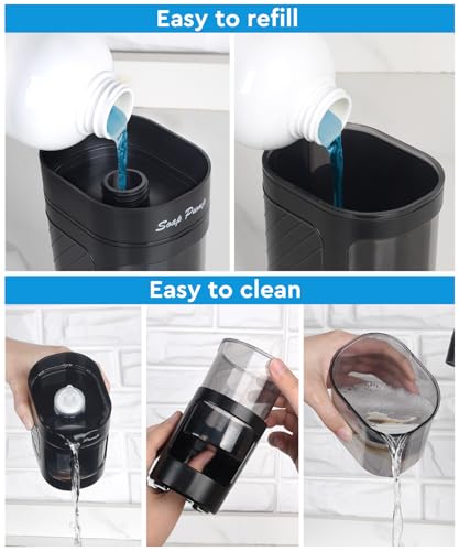 Black 3-in-1 Kitchen Dish Soap Dispenser with Sponge Holder