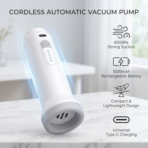 Portable Cordless Electric Vacuum Pump for Storage Bags - Rechargeable Mini