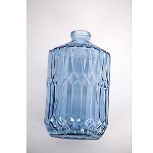 18oz Blue Glass Soap Dispenser with Rustproof Black Pump