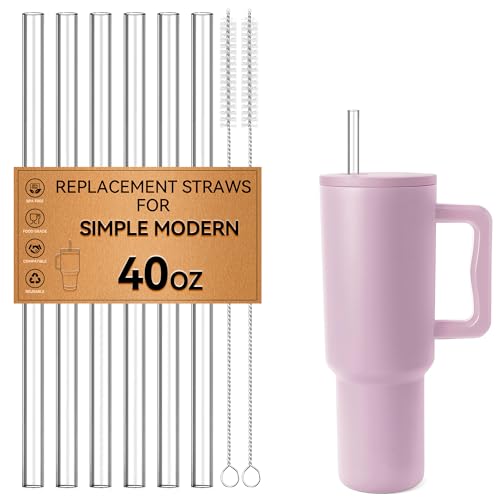 Reusable 12.2" Tritan Straw for Simple Modern 40oz & 50oz Tumblers, BPA-Free, Crystal Clear, Dishwasher Safe