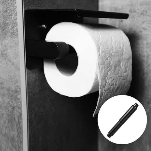 Adjustable Toilet Paper Holder Spring Rod - Black Stainless Steel Replacement