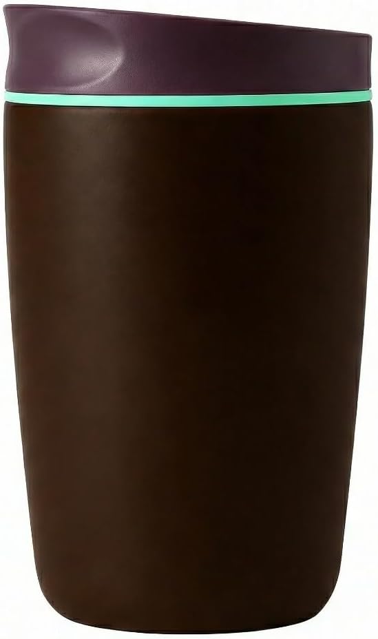Skiennix Insulated Coffee Tumbler - 12 oz Stainless Steel Travel Mug for Hot & Iced Beverages | Black with Brown Lid