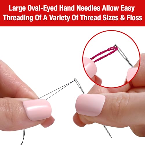 SINGER 50 Pack Large Eye Hand Sewing Needles - Assorted Sizes, Model 00133