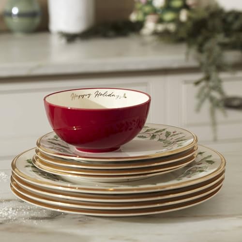 Lenox Holiday Porcelain Salad Plate Set for 6 - Christmas Dinnerware
