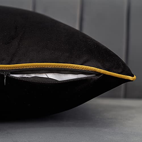 Avigers Black Velvet Lumbar Pillow Cover 12x20 Inch with Hidden Zipper