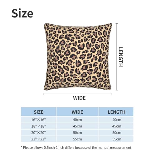 Jbofyee Leopard Throw Pillow Covers 20x20 Inch, Soft Cheetah Print Set of 2