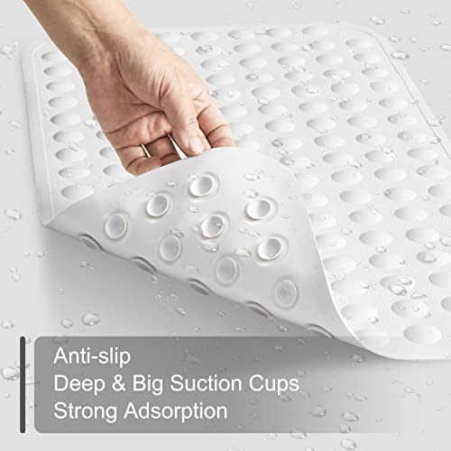 Yanzifly 27x15.3 Inch Silicone Non-Slip Bathtub Mat with Suction Cups, White