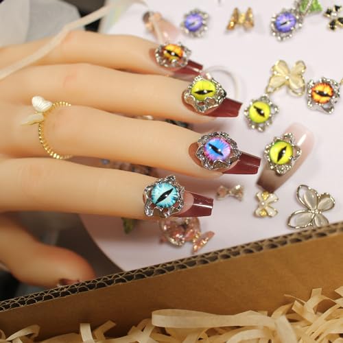 3D Devil Eyes Metal Nail Art Glitter Decorations - 12 Pack DIY Manicure Accessories