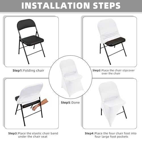 White Spandex Folding Chair Covers for Weddings & Events