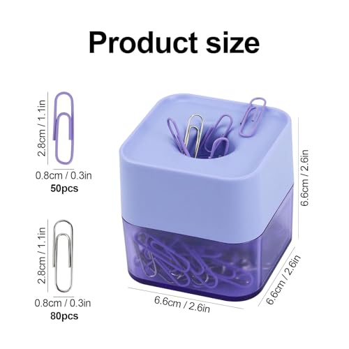 MultiBey Magnetic Paper Clip Holder - Square Frosted Dispenser (Lilac)