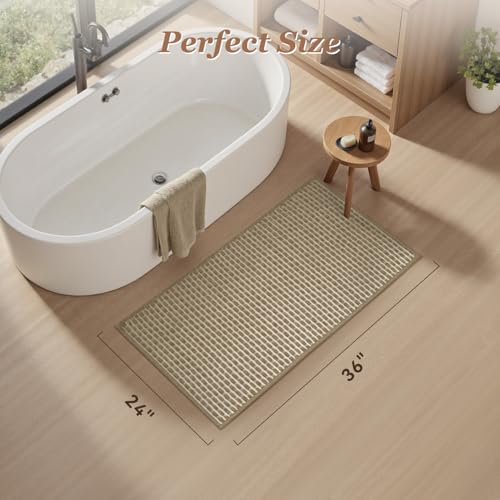 AMOAMI Woven Bath Mat - Super Absorbent Non-Slip Rug, 24" x 36", Brown