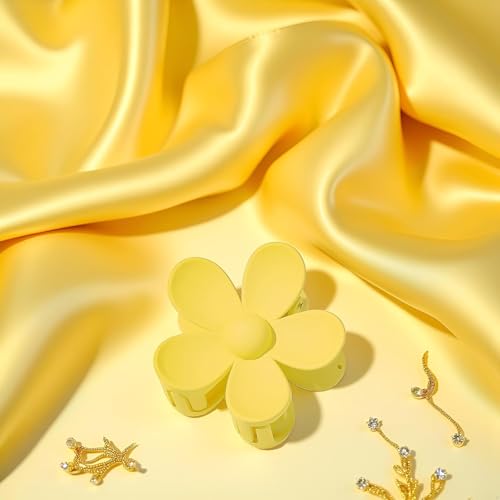 Yellow Flower Hair Claw Clips Plastic Non-Slip Jaw Clip for Styling