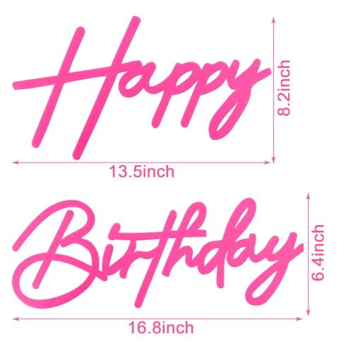 Hot Pink Felt 'Happy Birthday' Sign for Party Backdrop
