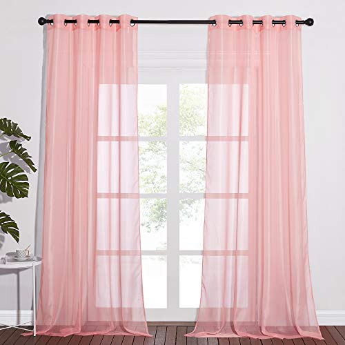 NICETOWN Coral Sheer Curtains 54x96 Inches Pack of 2 - Long Grommet Window Panels for Patio & Glass Doors