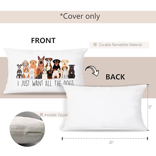 Funny Cartoon Dog Throw Pillow Cover - 12x20 Inches, Gift for Dog Lovers