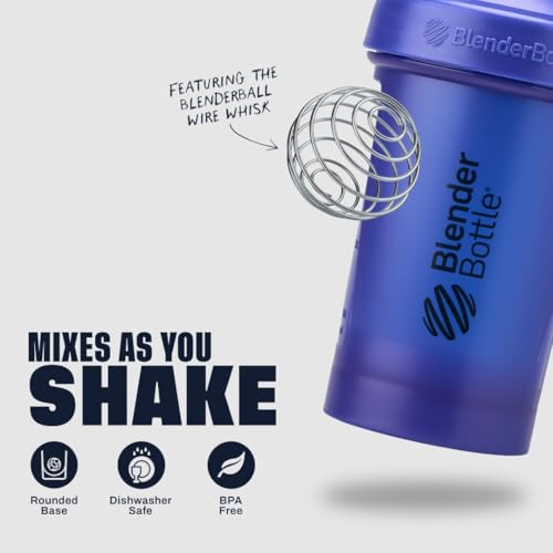 BlenderBottle Classic V2 Shaker Bottle, 20 oz Protein Mixer - Reflex Blue