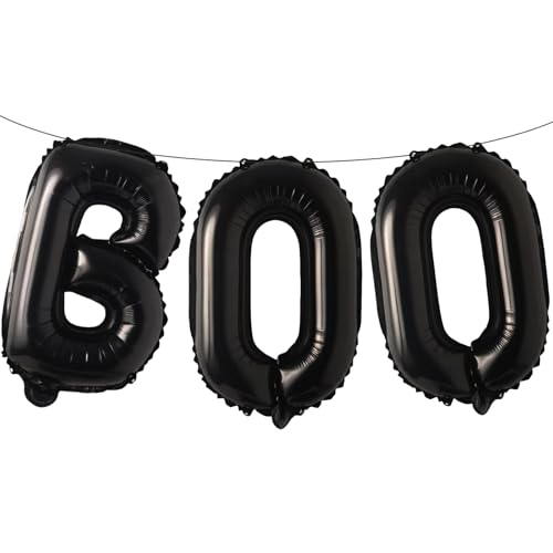 16-Inch Black 'BOO' Mylar Balloons for Halloween Decor