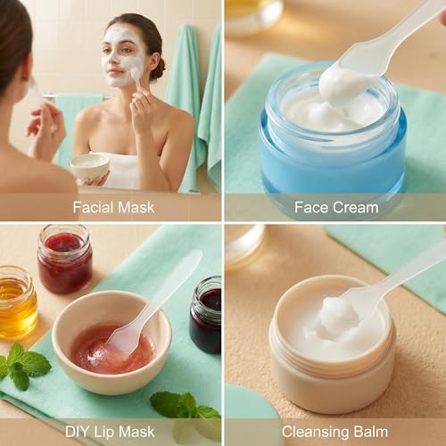 Erioctry 100 PCS Disposable Cosmetic Spatulas 3.2 Inch Plastic Makeup Cream Scoops for Skin Care Face Mask Mixing and Sampling