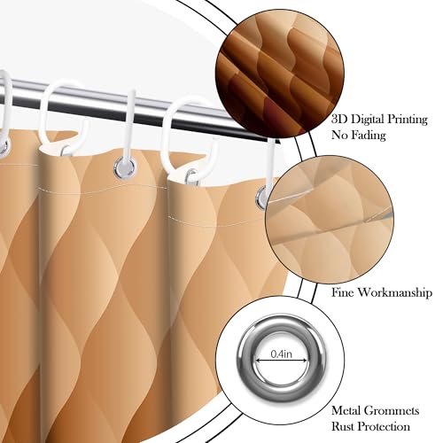 Brown Ombre Shower Curtain 70" x 72" - Waterproof Fabric with Geometric Design