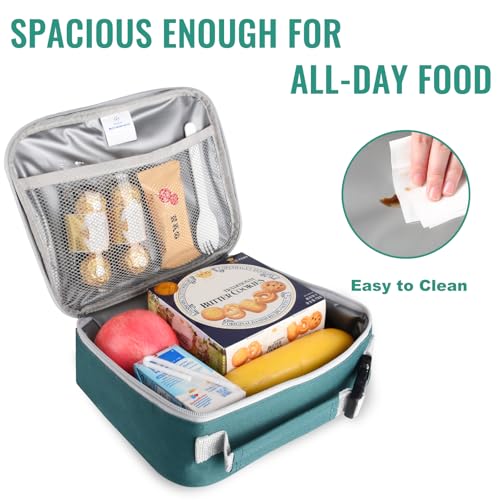 Genteen Insulated Kids Lunch Box - Soft Reusable Meal Tote, Leakproof, Double Zipper, Green